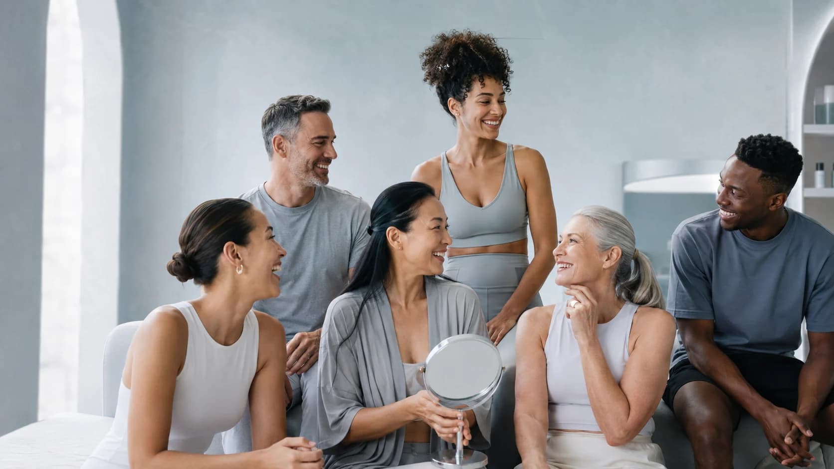 People with different care needs sharing a bright everyday moment