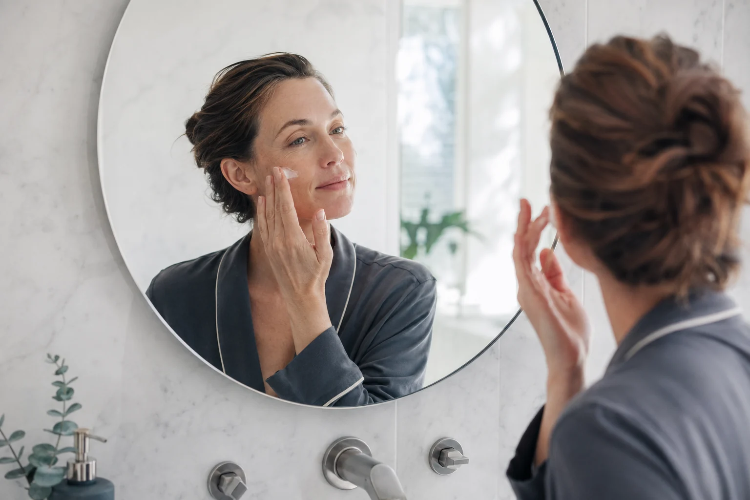 A woman building confidence through a simple care routine
