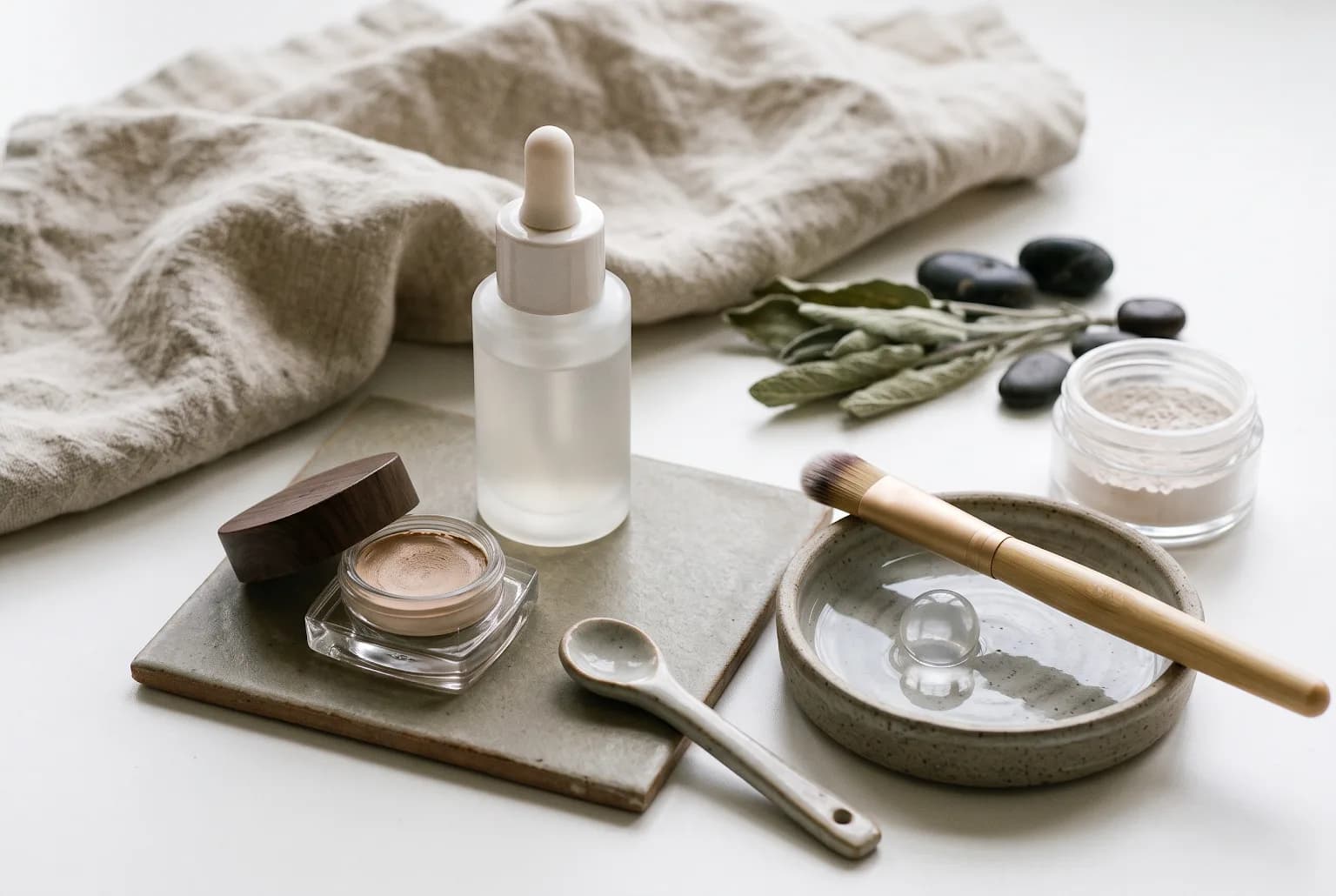 Model pressing concealer into the side of the nose with a makeup sponge