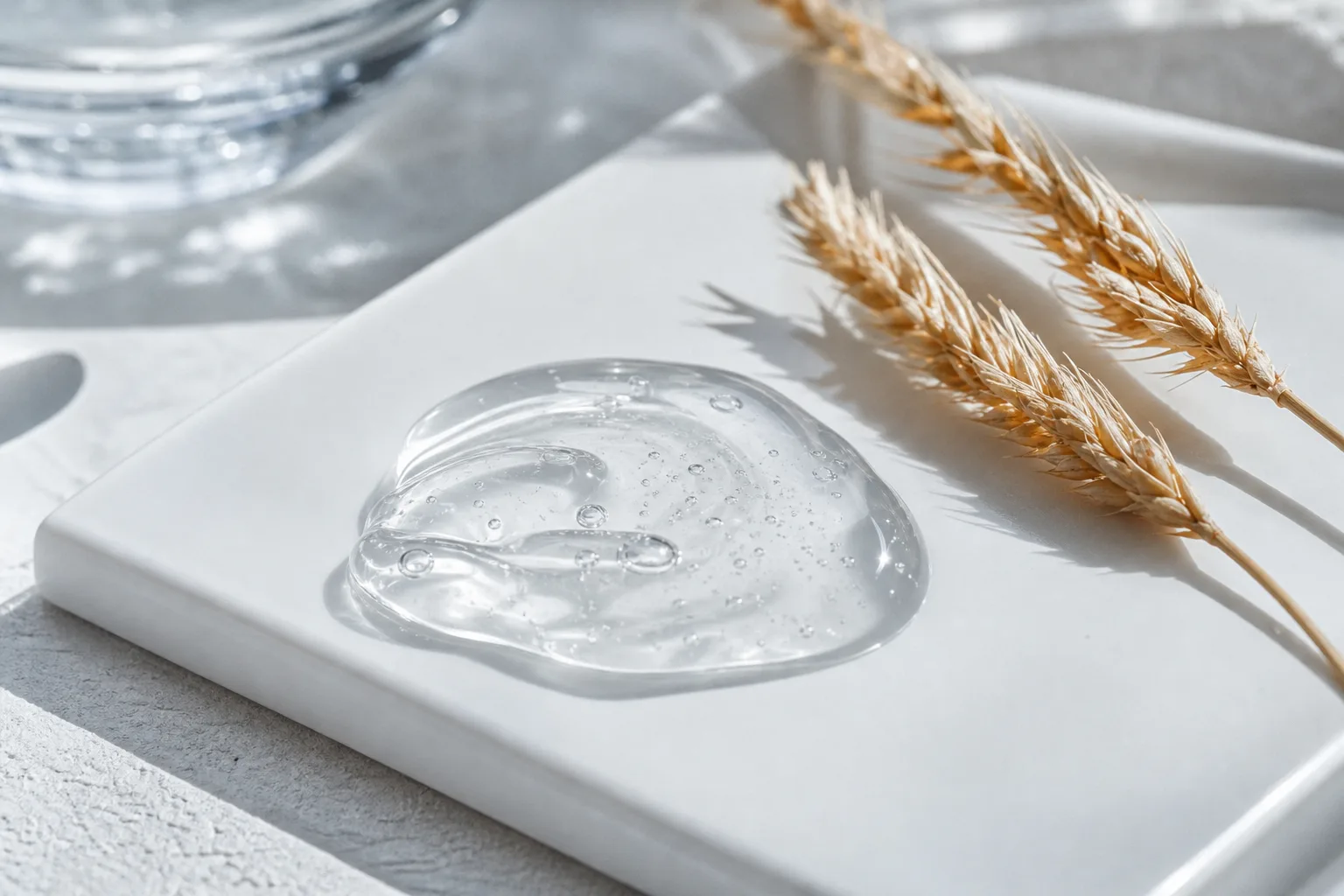 Gel cleanser droplet on white tile