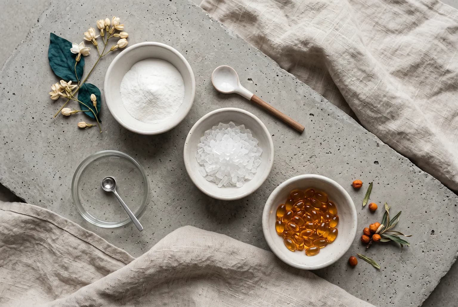 Bowls with hyaluronic acid, niacinamide, and ceramides