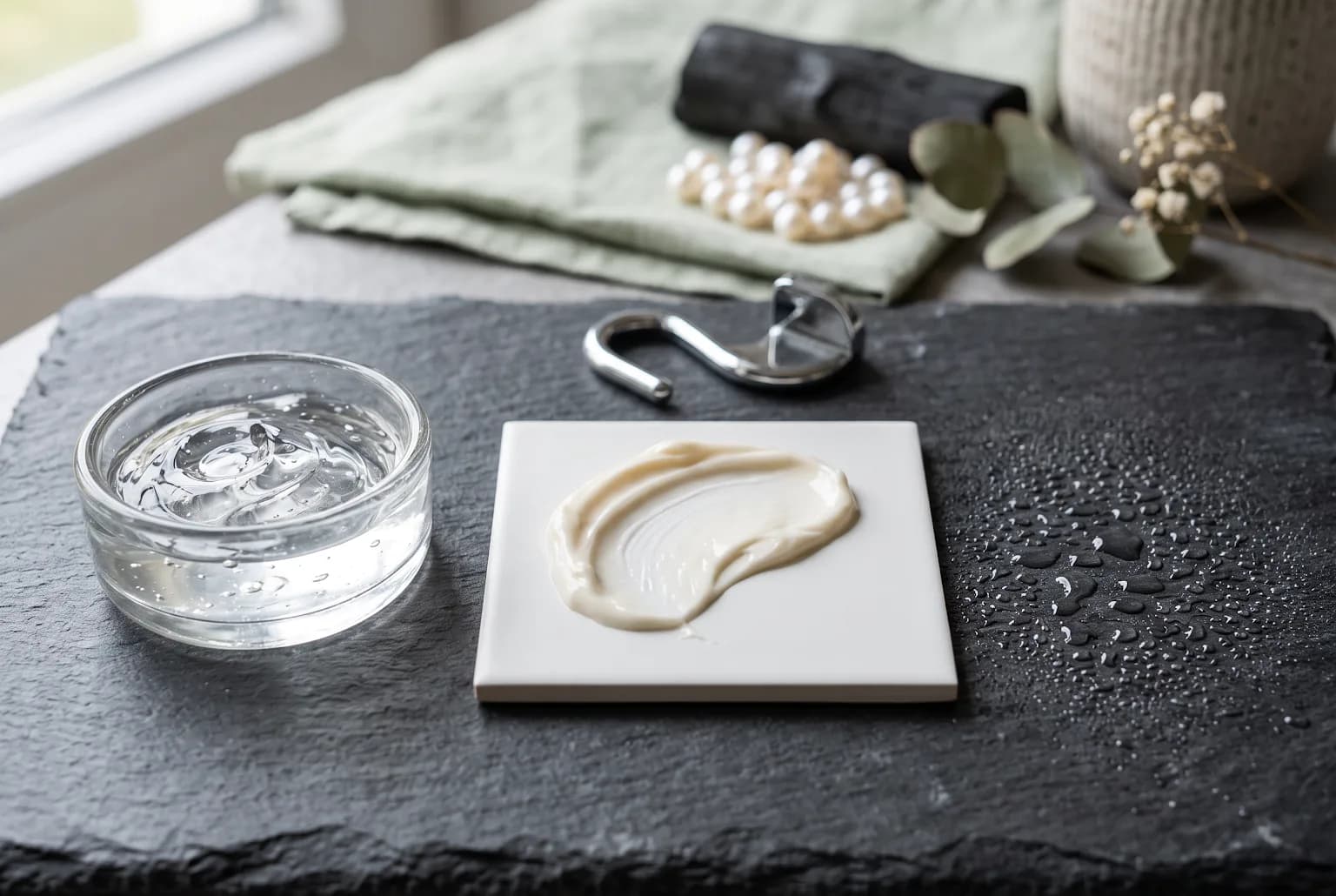 Three skincare textures representing wash, lotion, and targeted treatment formats