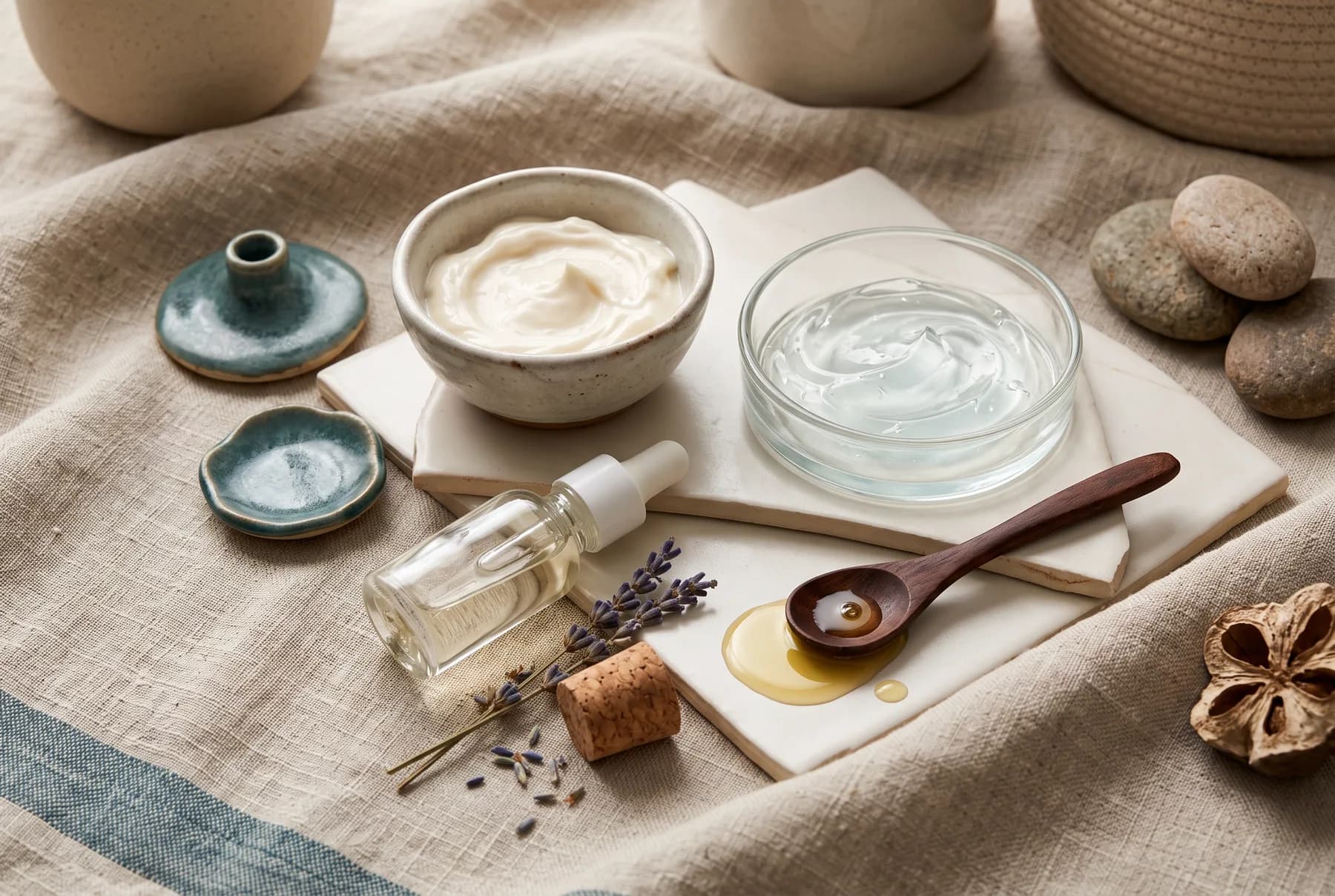 A small amount of skincare cream being applied to skin