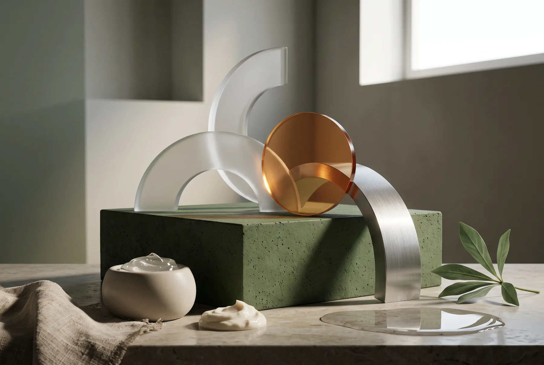 Abstract sculptural still life representing professional wrinkle treatments
