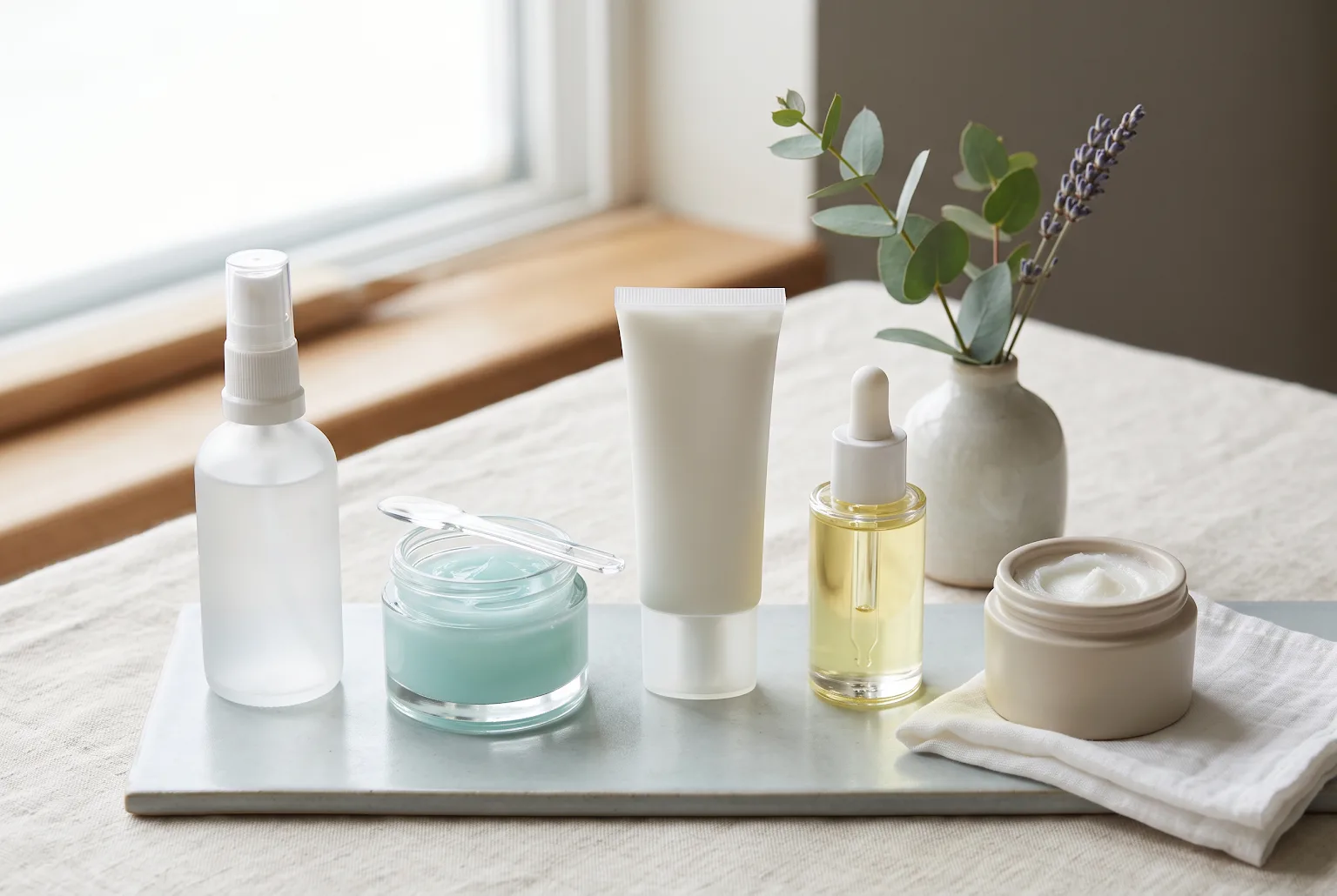 Simple tween skincare routine tools arranged as a low-maintenance daily ritual
