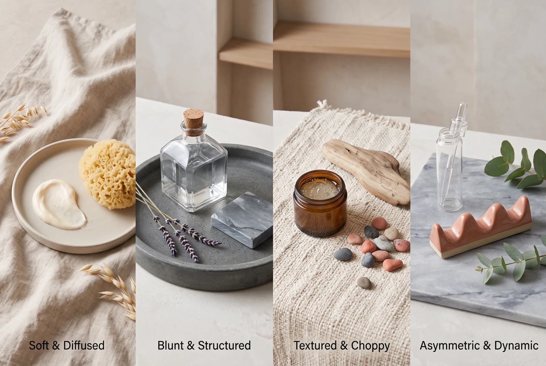 Hair tools and abstract face-shape sketches on a stylist's work surface